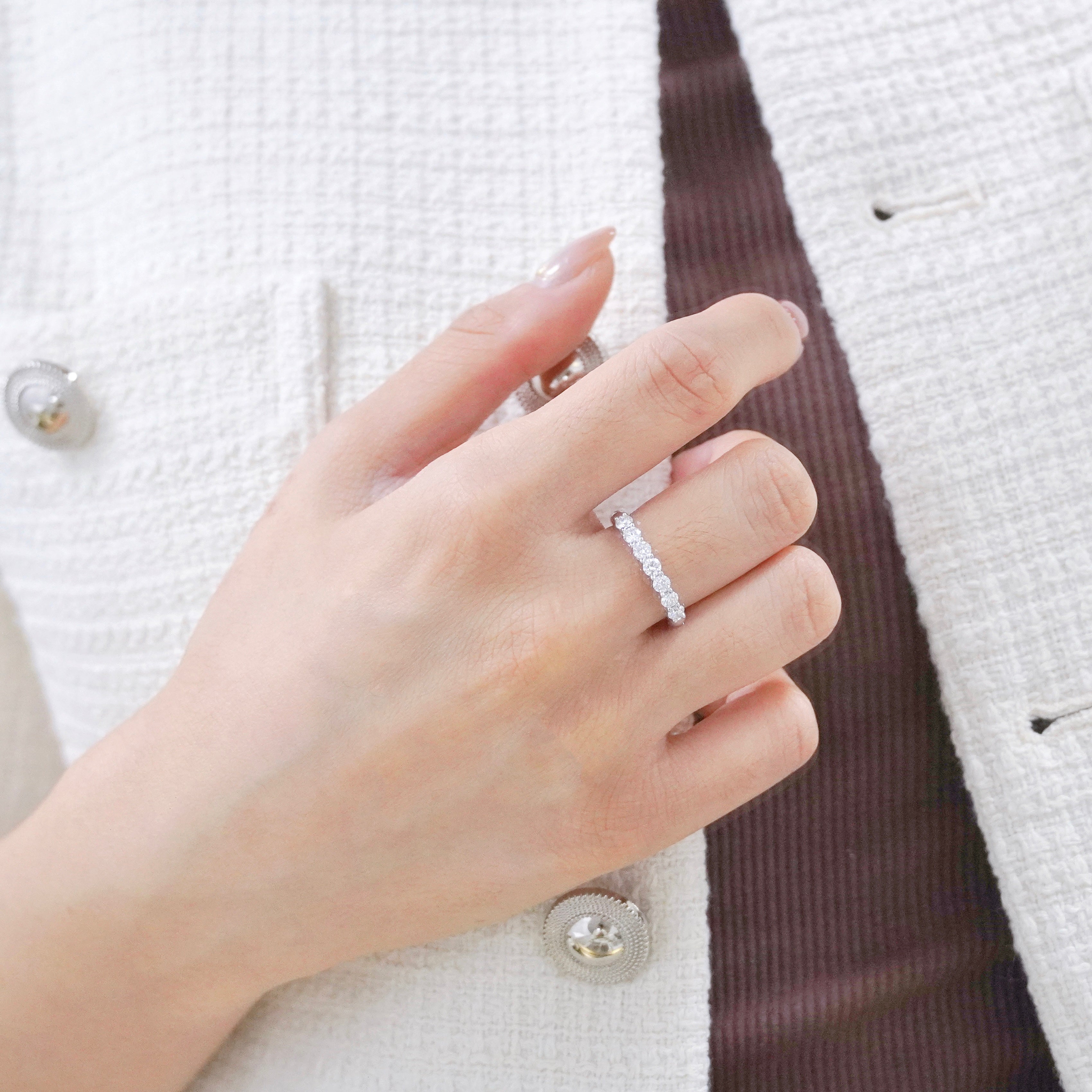 56份半圈永恆鑽石線戒戒指 0.56ct Half-Paved Diamond Eternity Ring