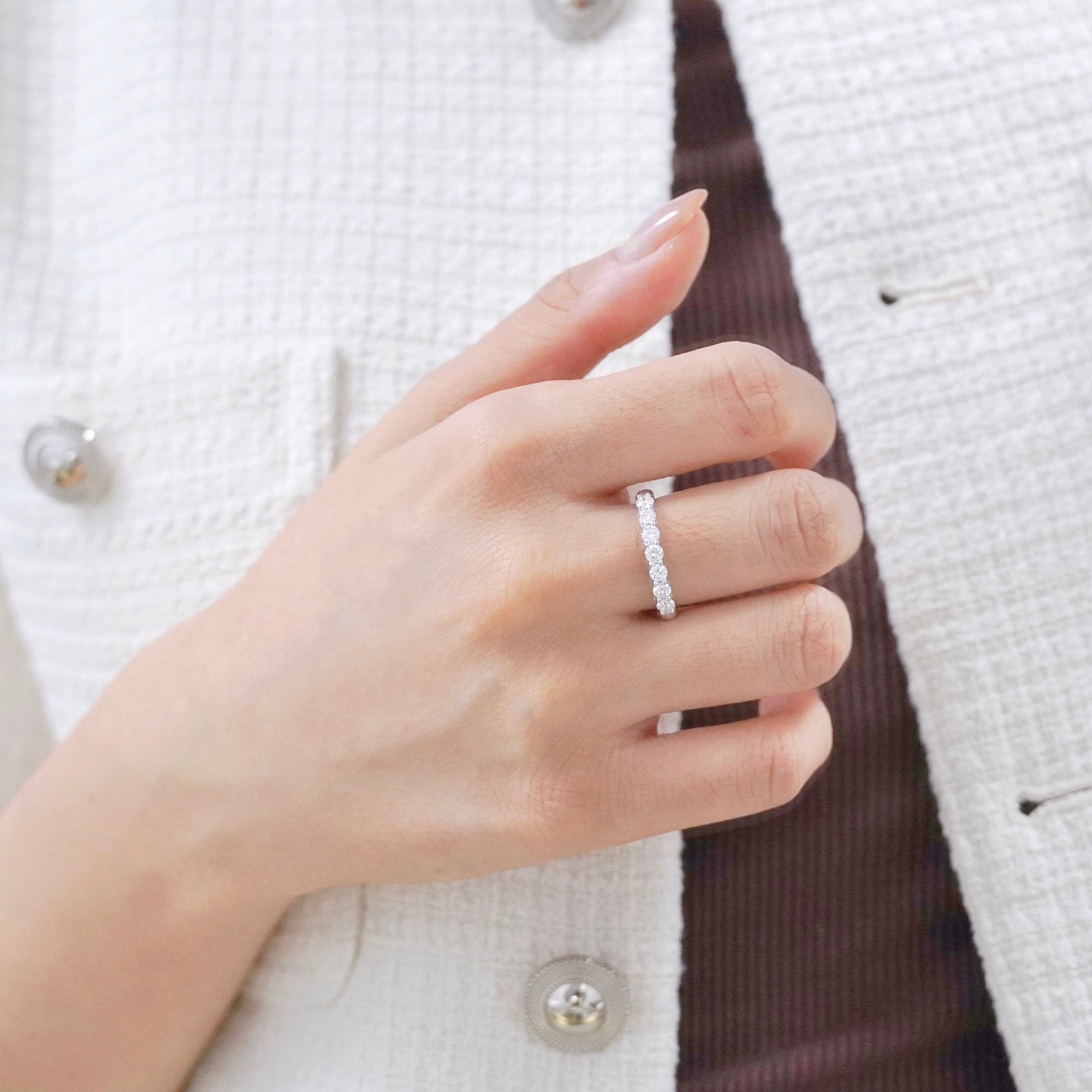 56份半圈永恆鑽石線戒戒指 0.56ct Half-Paved Diamond Eternity Ring