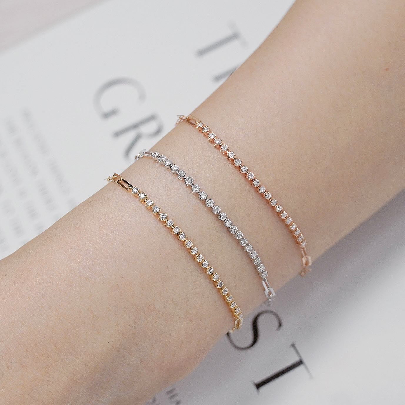 半環鑽石方格手鏈 Half-paved Paperclip Chain Diamond Bracelet